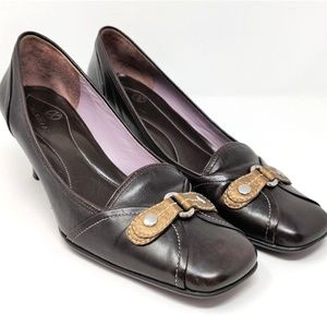 Vtg Cole Haan Shoes Kitten Heel Leather Loafers